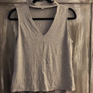 Gray cut out top